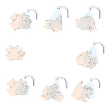Vector illustration, instruction on how to wash hands Stock Illustration