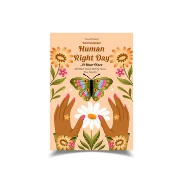 Vector Illustration of International Human Right Day Flyer Template Stock Illustration