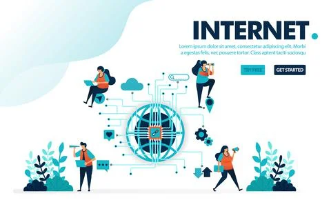 Vector illustration internet of things. People use internet &amp; iot for social  스톡 일러스트