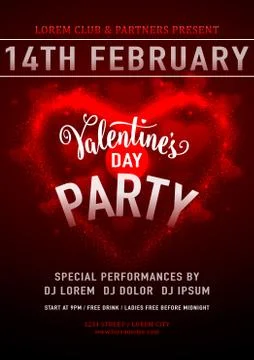 Vector illustration of invitation valentines day party poster template Stock Illustration