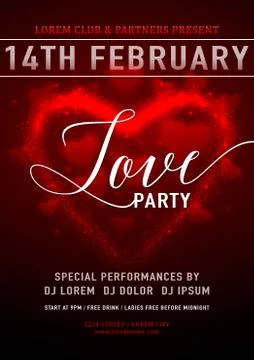 Vector illustration of invitation valentines day party poster template Stock Illustration