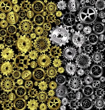 Vector illustration iron background with white and yellow gears Stock Illustration
