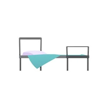 Vector illustration of an iron bed with headboard and stand made of metal and Stock Illustration