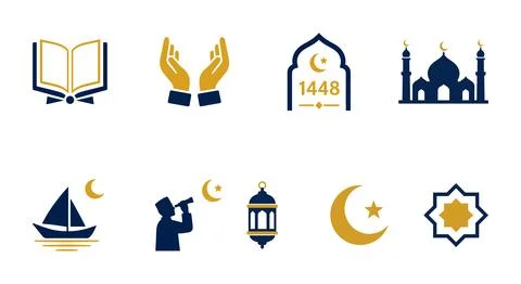 Vector illustration of Islamic New Year 1448 symbols 库存插图