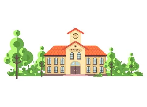 Vector illustration isolated back to school architecture two-story building with Ilustración de archivo