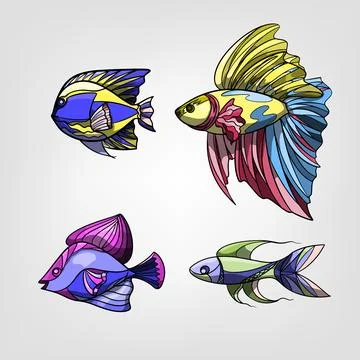 Vector illustration of isolated cartoon fish Stock Illustration