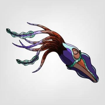 Vector illustration of isolated cartoon squid Stock Illustration