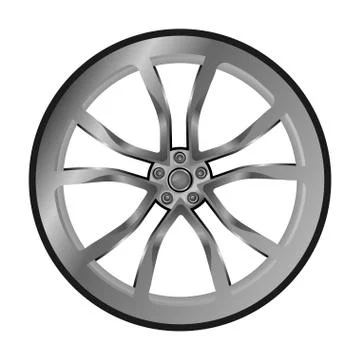 Vector Illustration of Isolated Cast Wheel on White Background Free Stock Illustration