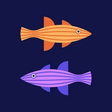 Vector illustration of isolated fish. Handdrawn design element Stock Illustration