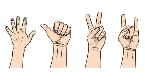 Vector illustration of the isolated gestures by hands Stock Illustration