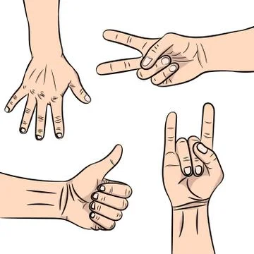Vector illustration of the isolated gestures by hands Stock Illustration
