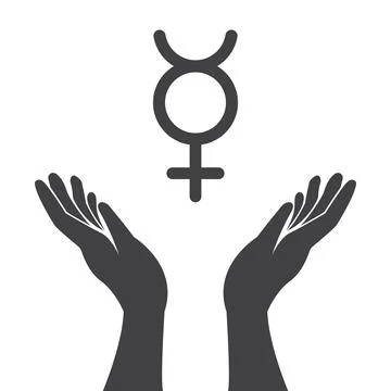 Vector Illustration of an isolated hands offering sign with the mercury plane Stock Illustration