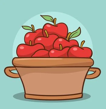 Vector illustration of isolated red apple in flat design Stock Illustration