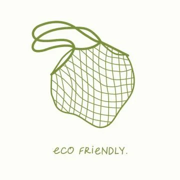 Vector illustration of isolated reusable grocery shopping bag. Ecology care Stock Illustration