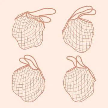 Vector illustration of isolated reusable grocery shopping bags. Ecology care Stock Illustration