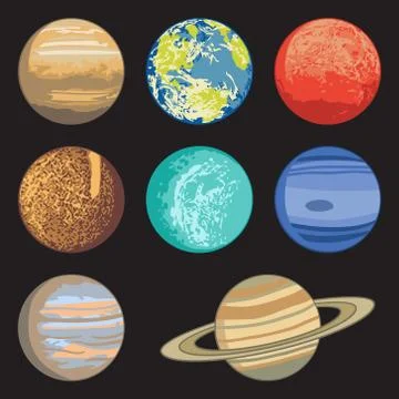 Vector illustration of isolated solar system planets Stock Illustration