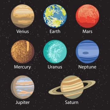 Vector illustration of isolated solar system planets Stock Illustration