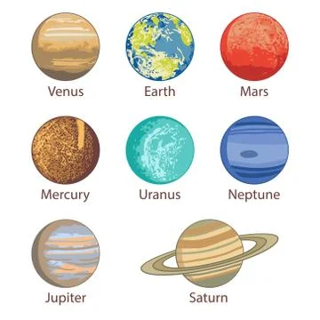 Vector illustration of isolated solar system planets Stock Illustration