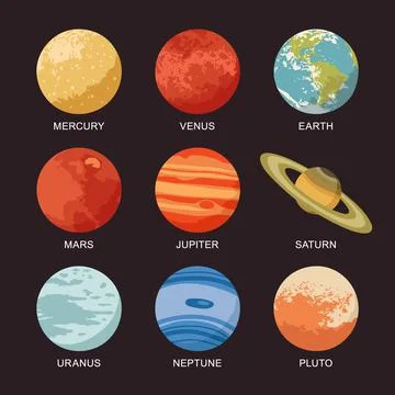 Vector illustration of isolated solar system planets Stock Illustration