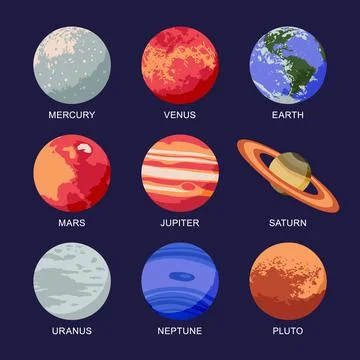 Vector illustration of isolated solar system planets Stock Illustration