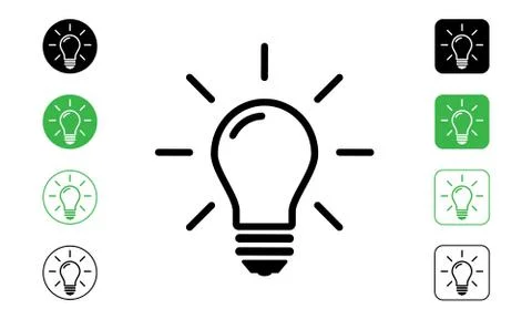 Vector illustration isolated on white background, light bulb icon Stock Illustration