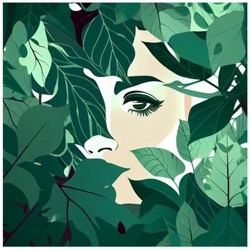 Vector illustration isolation of earth planet face with leaf hair Stock Illustration