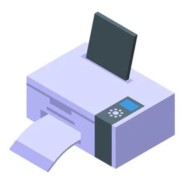 Vector illustration of an isometric office printer with paper output, in a Stock Illustration