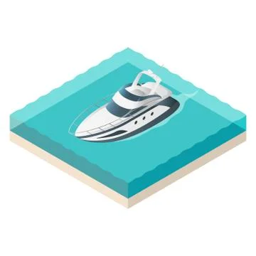 Vector illustration of isometric yacht. Stock Illustration