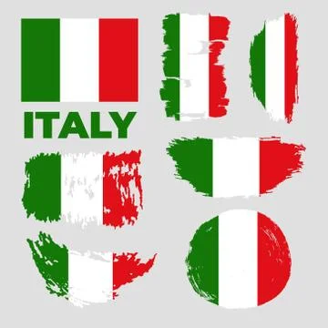 Vector illustration of Italian flags set grunge Stock Illustration
