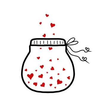 Vector illustration of a jar with hearts. Stock Illustration