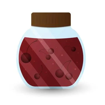 Vector illustration of a jar of jam. Cherry jam . Stock Illustration