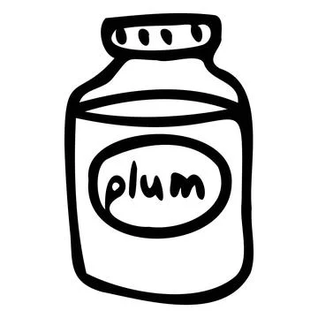 Vector illustration of a jar of jam. Plum Jam. Stock Illustration
