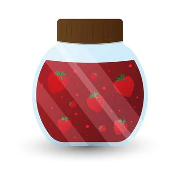 Vector illustration of a jar with strawberry jam. Stock Illustration