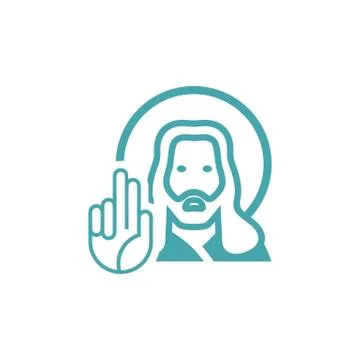 The vector illustration Jesus blesses with a hand. Stock Illustration