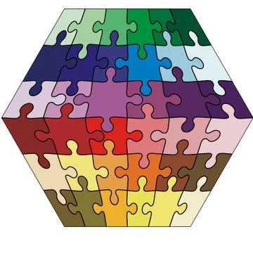 Vector illustration jigsaw puzzle cuboid. Stock Illustration