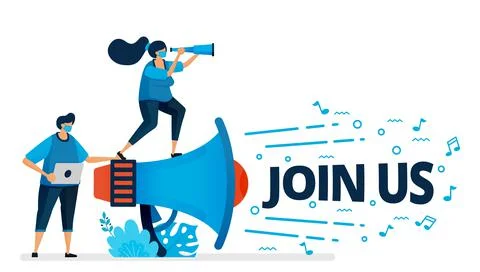 Vector illustration of join us program for employee recruitment at new normal Illustrazione stock