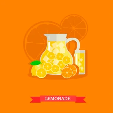 Vector illustration of jug with lemonade and ice Stock Illustration