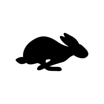 Vector illustration of a jumping rabbit. Black silhouette on a white background Stock Illustration