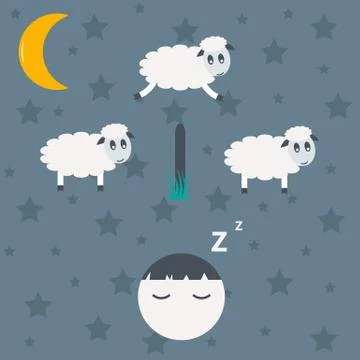 Vector illustration with jumping sheep Stock Illustration