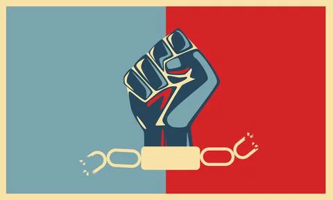 Vector illustration junetteenth isolated on red and blue background. Stock Illustration