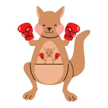 Vector illustration of Kangaroo boxing cartoon Stock Illustration