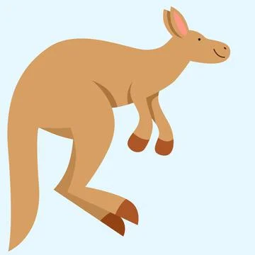 Vector illustration of a kangaroo jumping in a flat style Stock Illustration
