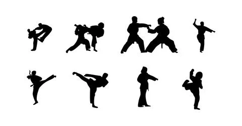 Vector illustration of karate martial arts silhouette Stock Illustration