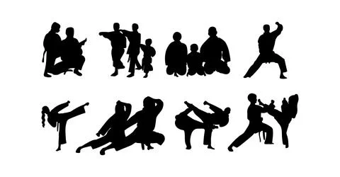 Vector illustration of karate martial arts silhouette Stock Illustration
