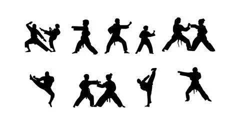 Vector illustration of karate martial arts silhouette Stock Illustration