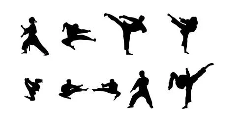 Vector illustration of karate martial arts silhouette Stock Illustration