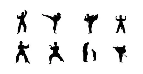 Vector illustration of karate martial arts silhouette Stock Illustration