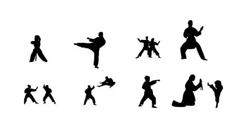 Vector illustration of karate martial arts silhouette Stock Illustration