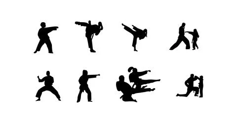 Vector illustration of karate martial arts silhouette Stock Illustration