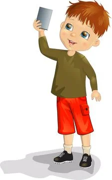 Vector Illustration Of Kid taking a selfie Stock Illustration